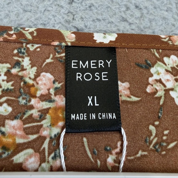 Emery Rose Dress Womens XL Brown Floral Short Sleeve Ruffle Hem Swing V-Neck - Picture 9 of 13